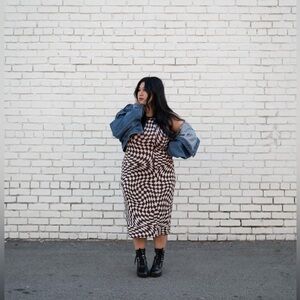 Wild Fable Brown and White Geometric Dress XXL